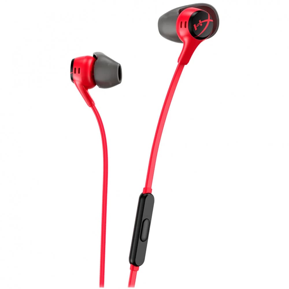 Наушники с микрофоном, HyperX, 70N24AA, Cloud Earbuds II Red, Микрофон, Пульт управления треками, звонками и громкостью, Динамики 14,3 мм с неодимовыми магнитами, 3.5 Mini Jack, Чехол, Красный