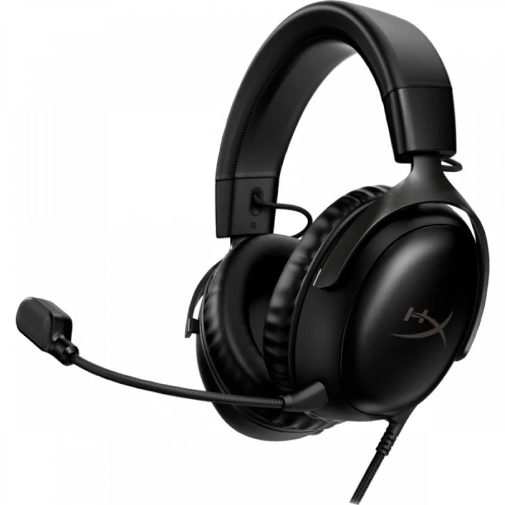 Гарнитура, HyperX, 727A8AA, Cloud III - Gaming Headset (Black), Микрофон съёмный гибкий, Динамики 53 мм, 150 мВт, 15-25000 гц, Блок управления звуком USB удлинитель, Чёрный