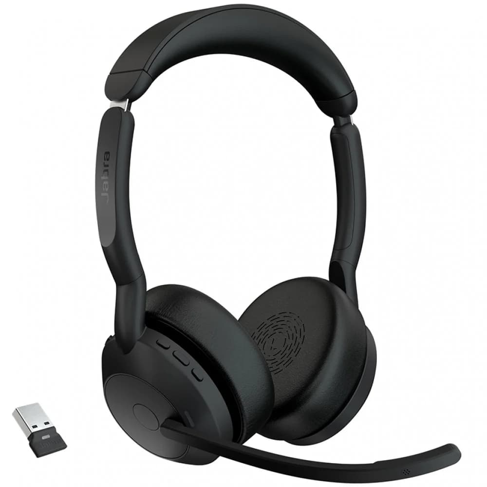 Гарнитура, Jabra, 25599-999-899, Jabra Evolve2 55, Link380с MS Stereo, Беспроводная, Bluetooth 5.2, защита органов слуха : Jabra SafeTone™ 2.0, PeakStop 105, -5°C to + 45°C, Спящий режим