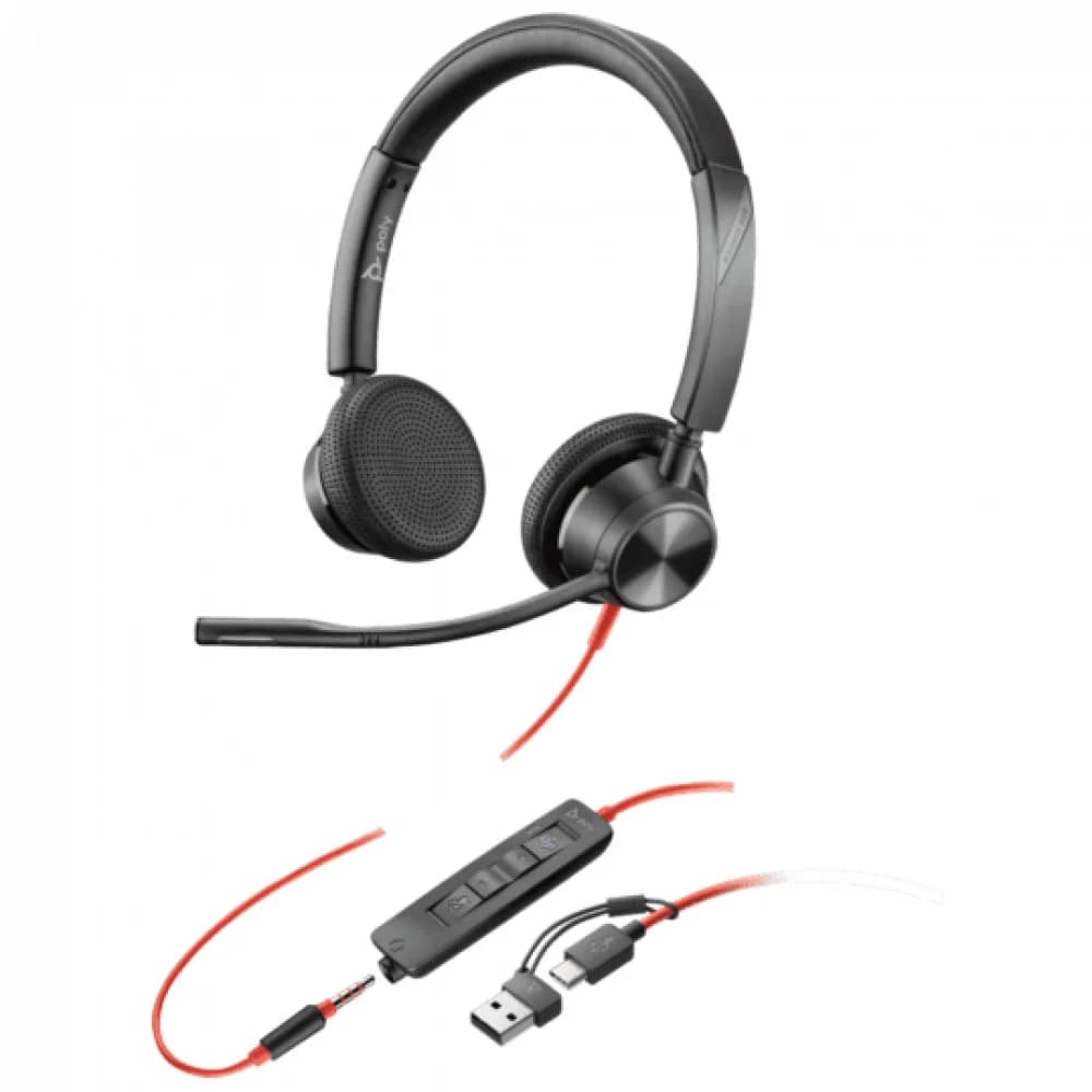 Наушники Poly/Blackwire 3325 Stereo MS USB-C +3.5mm Plug +USB-C/A Adapter