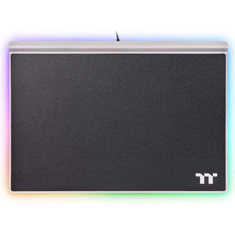 Коврик для компьютерной мыши, Thermaltake, Argent MP1, GMP-MP1-BLKHMC-01, 359x254x10 мм, Резиновая основа, Алюминевая конструкция,Твердая поверхность, RGB, USB, Чёрный-Алюминевый
