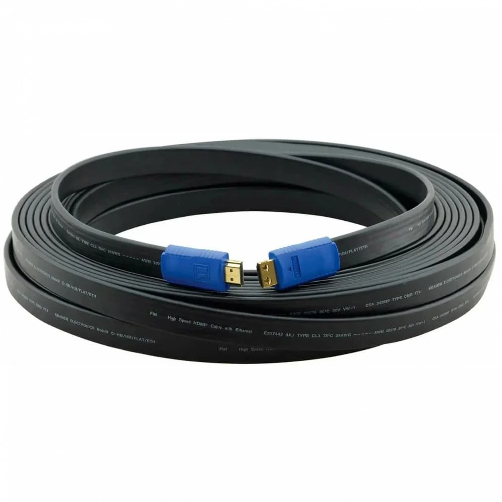 Kramer C-HM/HM/FLAT/ETH-50 Кабель HDMI-HDMI (Вилка - Вилка), 15 м