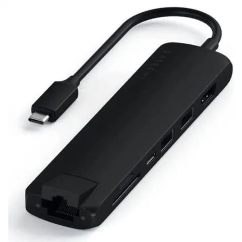 USB-C адаптер Satechi Type-C Slim Multiport with Ethernet Adapter. Цвет черный.