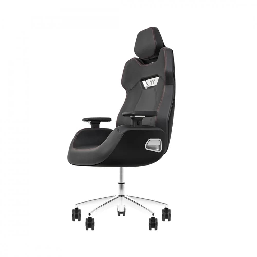 Игровое компьютерное кресло, Thermaltake, ARGENT E700 Storm Black, GGC-ARG-BBLFDL-01, Максимальная нагрузка 150 кг, Натуральная кожа, Основание алюминий и металл, Чёрный