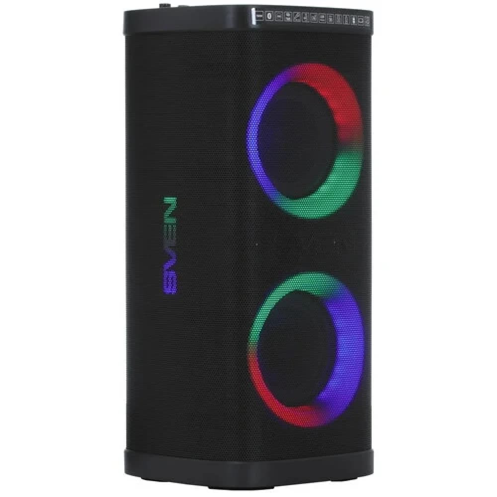 SVEN PS-930 2.0 Мобильные колонки чёрные (2x75 W, mini Jack, 2 х 6.35 мм Jack, USB, Bluetooth, FM, micro SD, ПДУ, 7200 мA, LED подсветка)