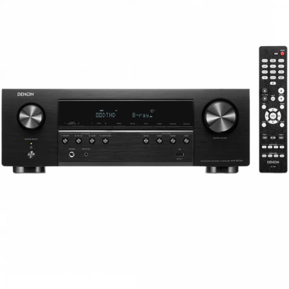 DENON AV-ресивер AVRS670H ЧЕРНЫЙ 8К AV Ресивер 5,2, сопротивление 6-8 Oм, на канал 75-150 Вт, Wi-Fi, AirPlay2, Bluetooth, DLNA, управление: Apple+Android, Spotify, Pandora, Amazon Music HD, FLAC, eA