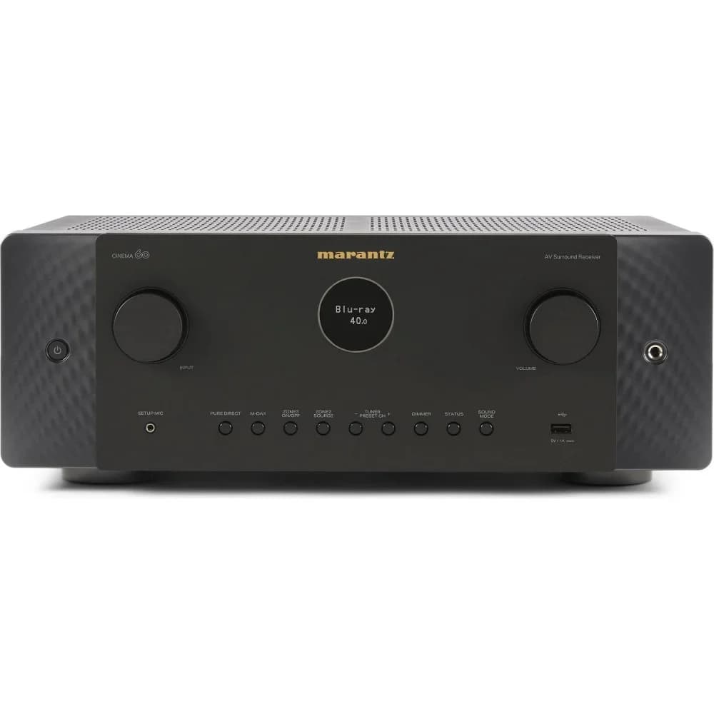 MARANTZ AV-Усилитель CINEMA60 ЧЕРНЫЙ АV-усилитель 7.2, 100 Вт на канал, Dolby Atmos, DTS:X, 8K Ultra HD, и встроенным стримингом HEOS®, 6 входов и 2 выхода HDMI, AirPlay 2, 2 зоны, габариты (ШхГхВ)