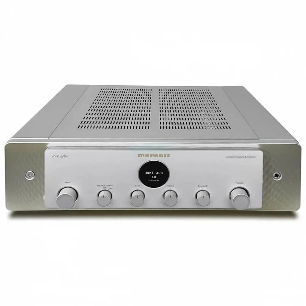 MARANTZ Усилитель MODEL50 СЕРЕБРО Премиальный стерео усилитель, мощность (8 / 4 Ohm RMS) - 70 W / 100 W, диапазон частот 10 Гц - 70 кГц, MM-фонокорректор, выход 6,3 мм для наушников, тороидальный тр
