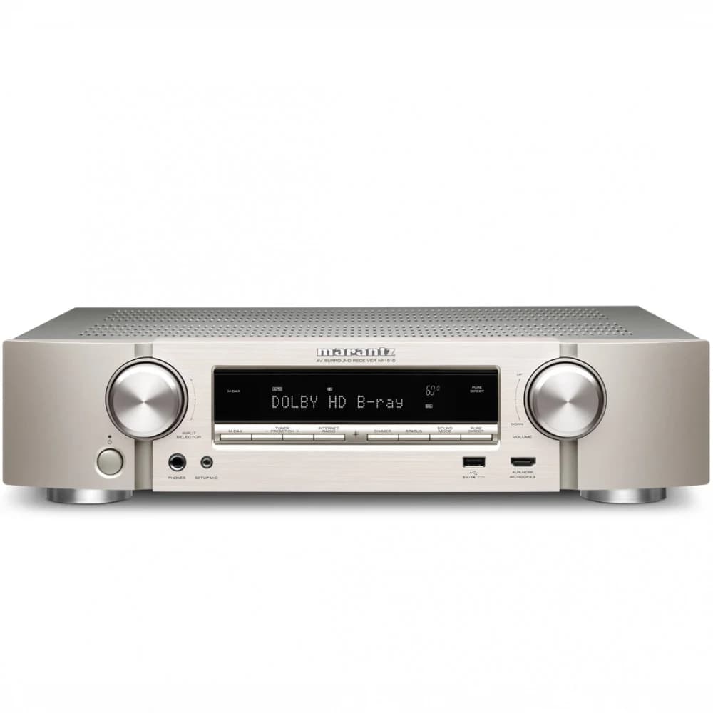 MARANTZ AV-ресивер NR1510 СЕРЕБРО AV ресивер 5,2, Wi-Fi AirPlay2, HEOS Multiroom, Bluetooth, Streaming, 4K Ultra HD HDR10, мощность: 2 x 50 Вт, декодеры: DTS HD Master, Dolby TrueHD, сетевые функции