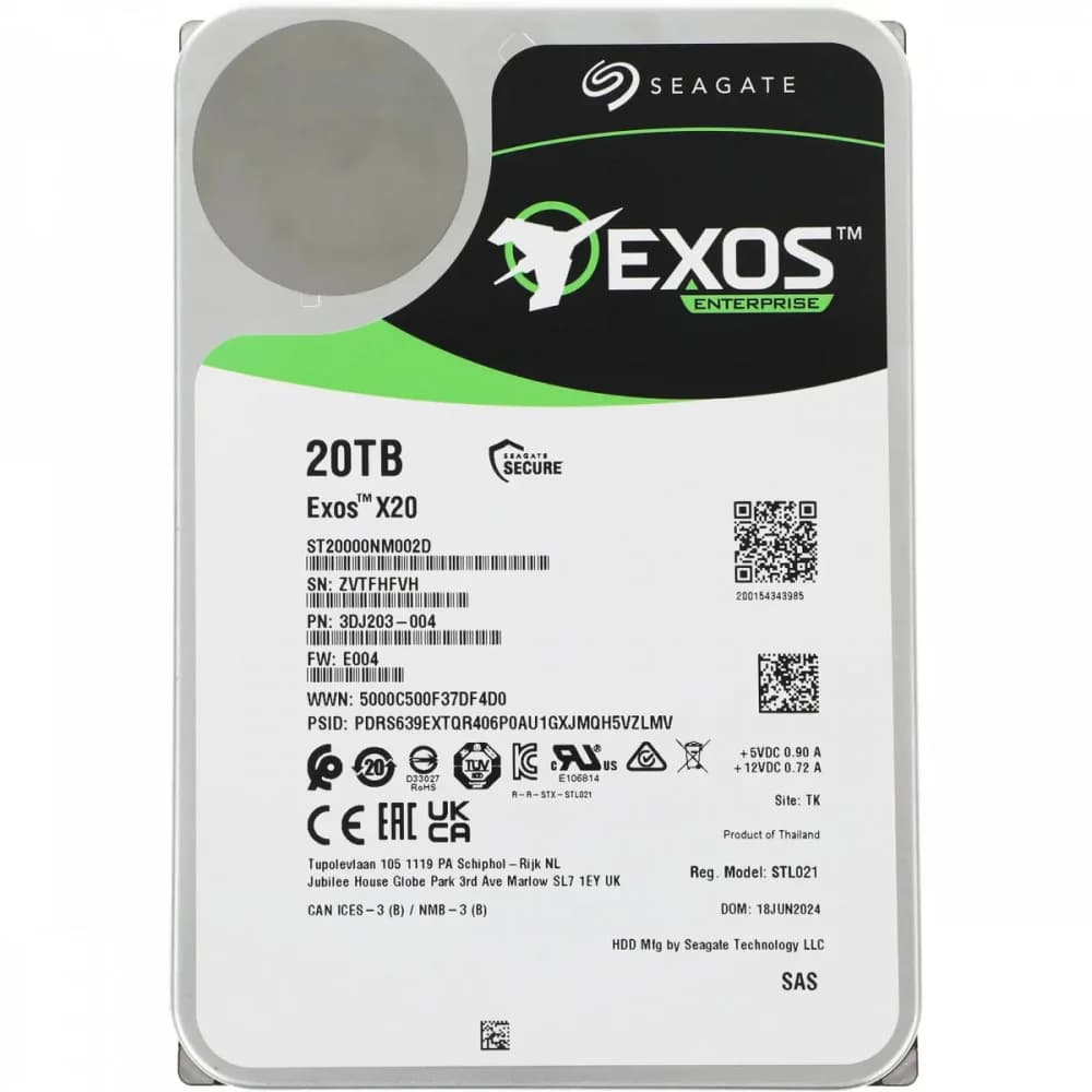 Жесткий диск SATA 20TB EXOS X24 7200RPM 512MB ST20000NM002H SEAGATE