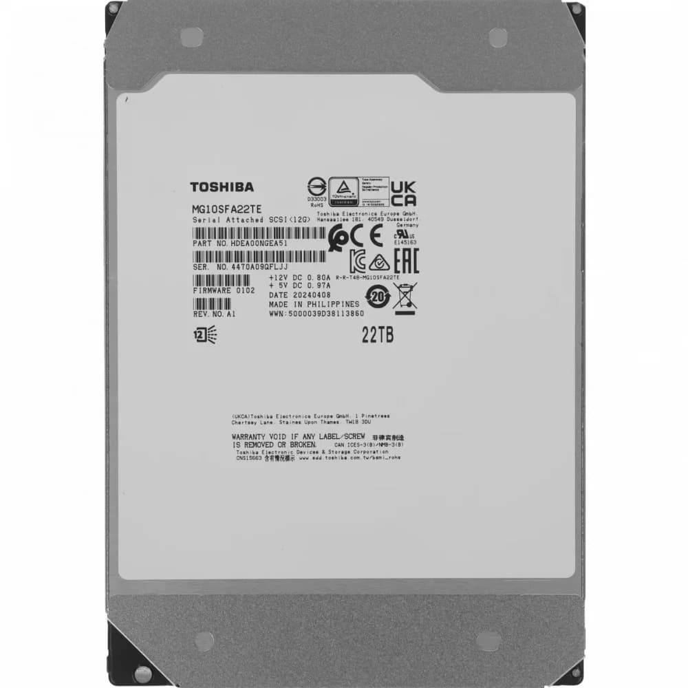 Жесткий диск/ HDD Toshiba SAS 22Tb 3.5" Server 7200 12Gbit/s 512Mb 1 year warranty