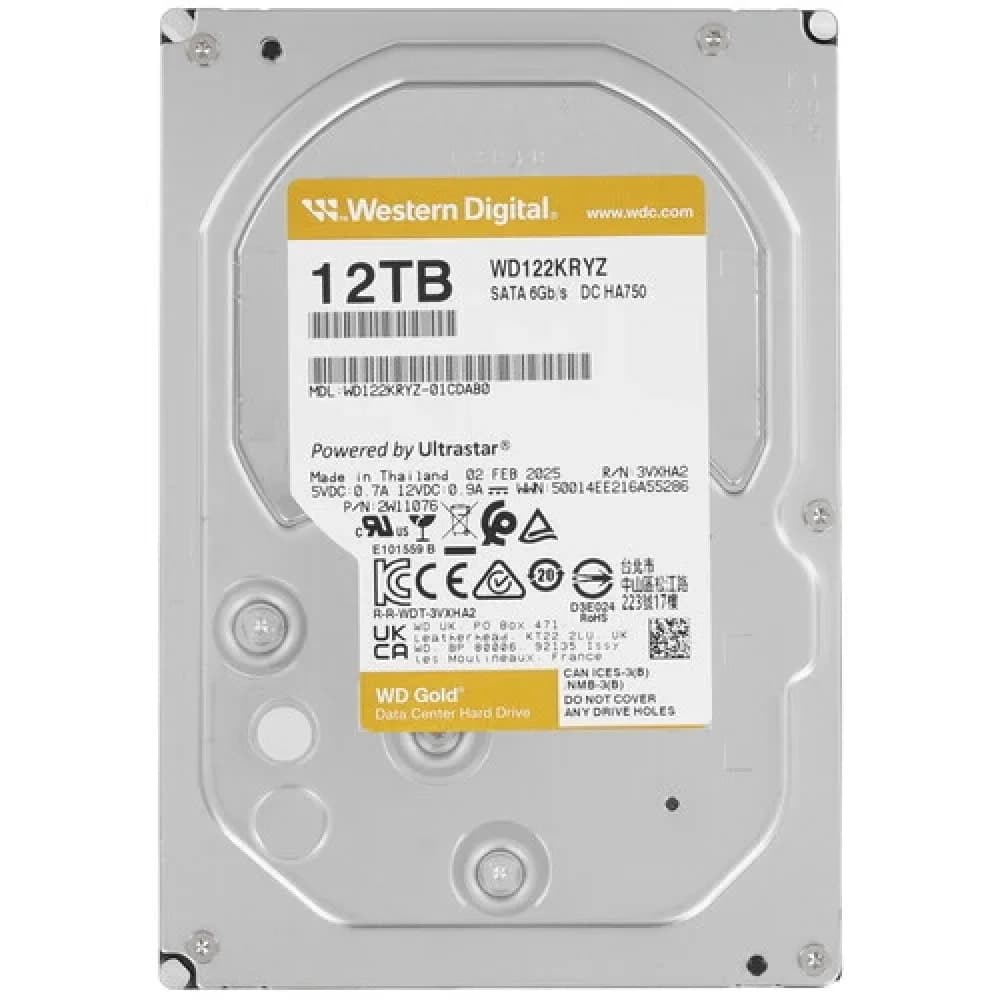 Жесткий диск Western Digital 12TB WD122KRYZ Gold, SATA3, Cache 512MB, 7200 rpm