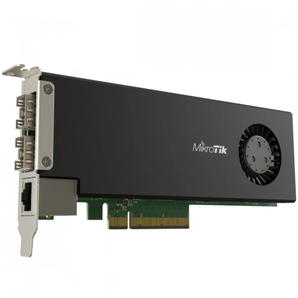 Сетевая карта, MikroTik, CCR2004-1G-2XS-PCIe, 2x25G SFP28 cages, 1xGbit LAN, RouterOS, PCIe network interface, -20°C to 60°C