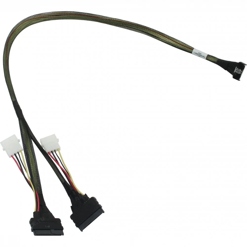 Кабель JPC P4418DN10800-1 Cable MCIO x8 74P (прямой Straight Type) -TO- 2x U.2 Direct (SFF8639, прямой Straight Type) +HSG , 85 Ohm, L:80cm