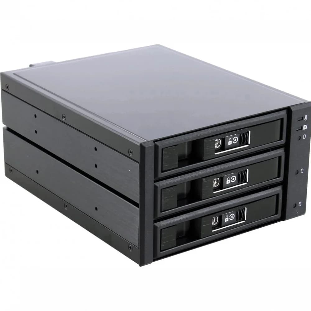 Procase L3-203-SATA3-BK {Hot-swap корзина 3 SATA3/SAS 6Gb, черный, с замком, hotswap aluminium mobie rack module (2x5,25) 1xFAN 80x15mm}