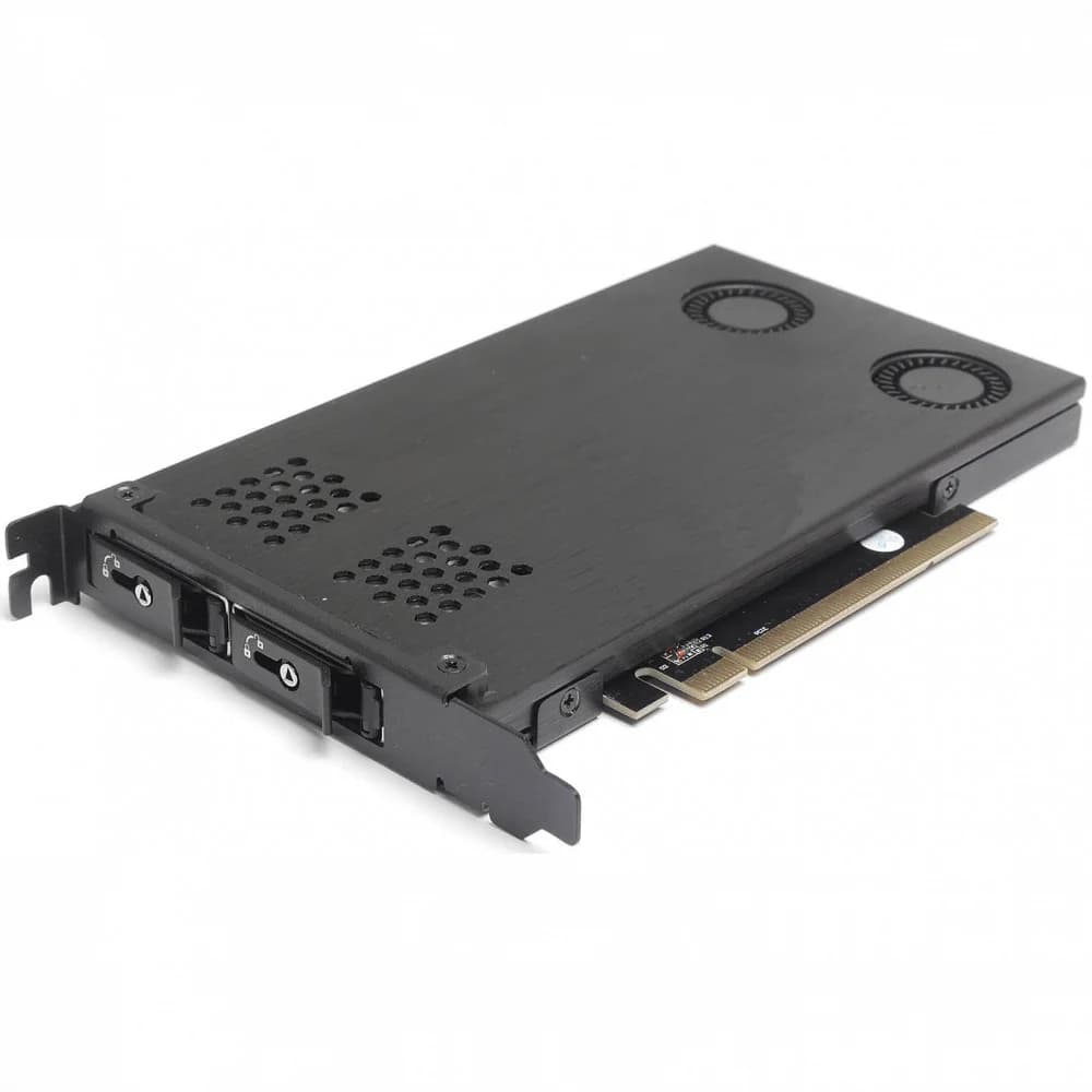 Procase P2-102-M2-BK Корзина 2*M.2 NVMe Gen4 SSD(length 2242/2260/2280 ),PCIe x4 NVMe and PCIe-AHCI M.2 SSD (черный) hotswap mobie rack module (1x expantion slot),FH