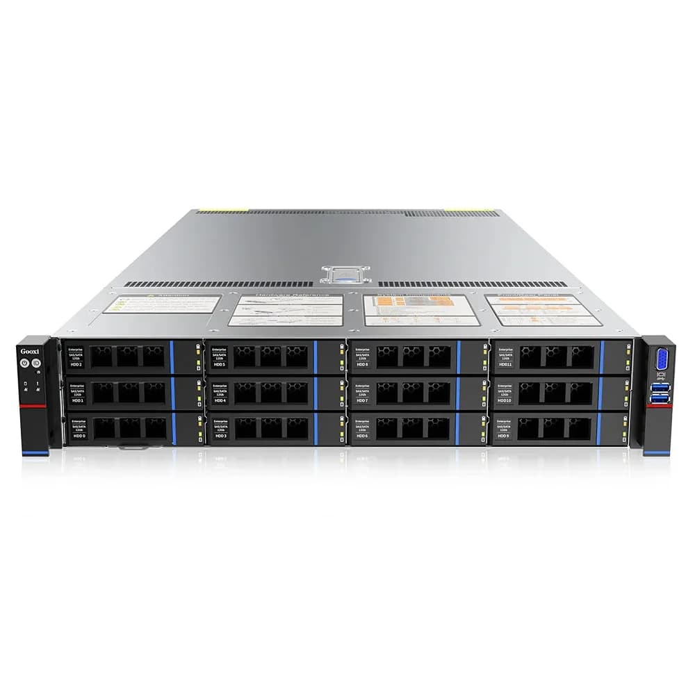 Серверная платформа/ Gooxi SL201-D12R-NV-G4 2u 12bay server with NVME bp,based on rapid sapphire 2xPCIe 5.0x16 4xPCIe 5.0x8 2x 2.5" rear SAS/SATA 2x 2.5" rear NVMe 1300W 1+1 EU power cables