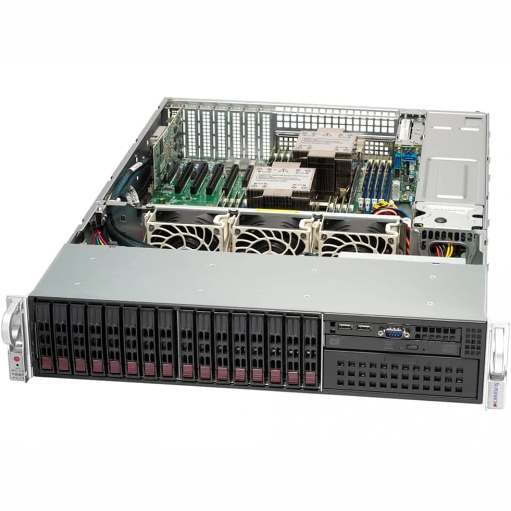Серверная платформа, SUPERMICRO, SYS-221P-C9R, 2U - 16x 2.5" SAS/SATA (4x NVMe Hybrid) - 2x M.2 - Dual, 1GbE, 1200W 1+1 Redundant