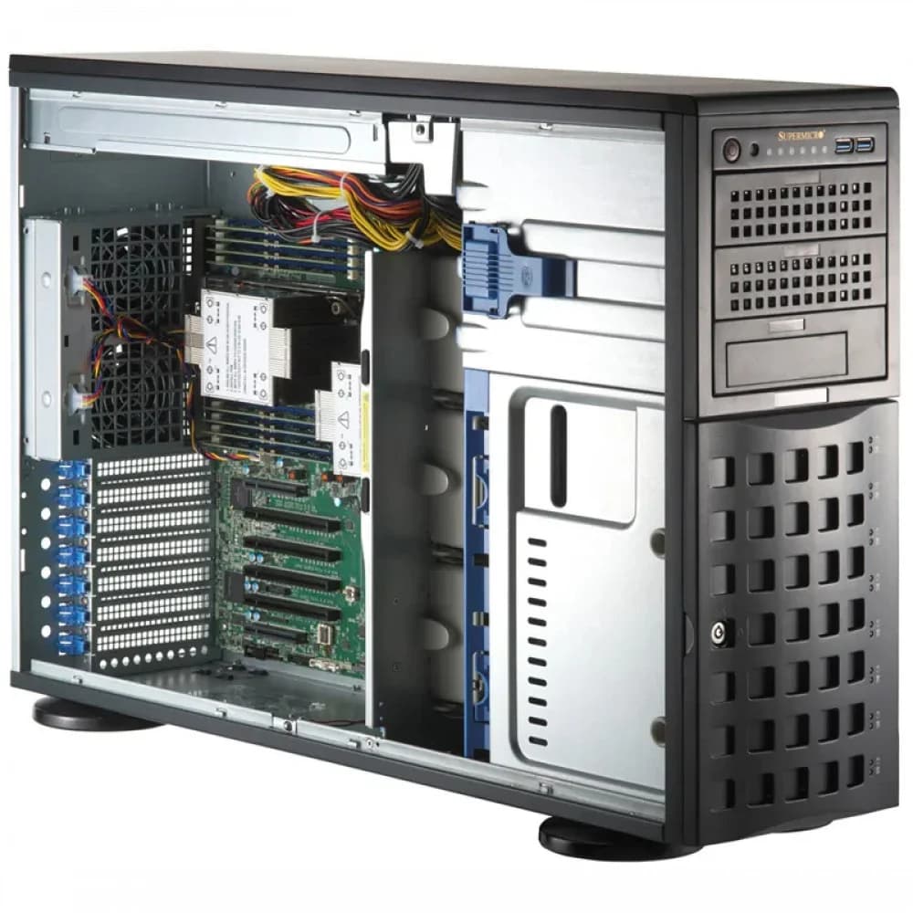 Серверная платформа/ SuperServer SYS-741P-TRT (X13DEI-T, CSE-745BTS-R1K23BP) (2 x LGA-4677, 16xDDR5 Up to 4TB, 8x3.5" SATA3/SAS/4*NVME, Optional DVD-ROM drive, 2 M.2 NVMe, 4 PCIe 5.0 x16 fh, 2 PCIe