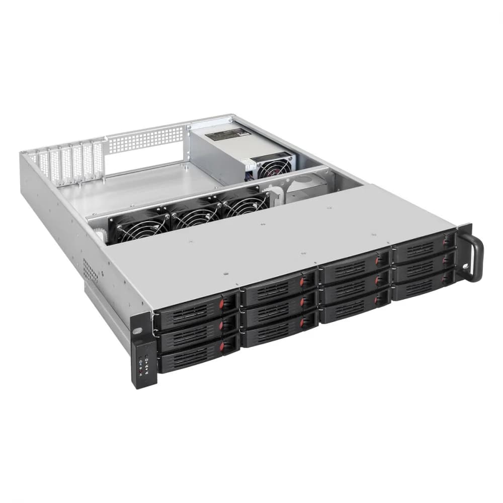 Серверный корпус ExeGate Pro 2U660-HS12 RM 19", высота 2U, глубина 660, БП 2U-1000ADS, 12xHotSwap
