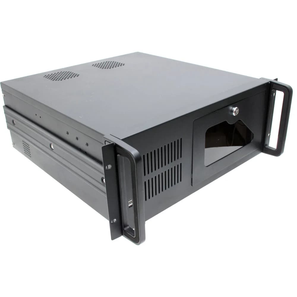 Procase B430-B-0 черный {4U глубина 450мм, внешн 3x5.25, внутр 8xHDD, MB 12"x9.6",без Б/П PS2}