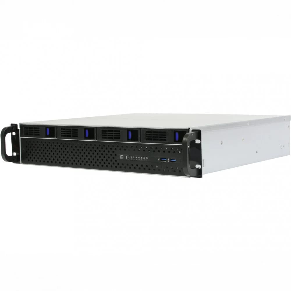 Procase ES204XS-SATA3-B-0 Корпус 2U Rack server case (4 SATA III/SAS 12Gbit hotswap HDD), черный, без блока питания, глубина 400мм, MB 12"x13"