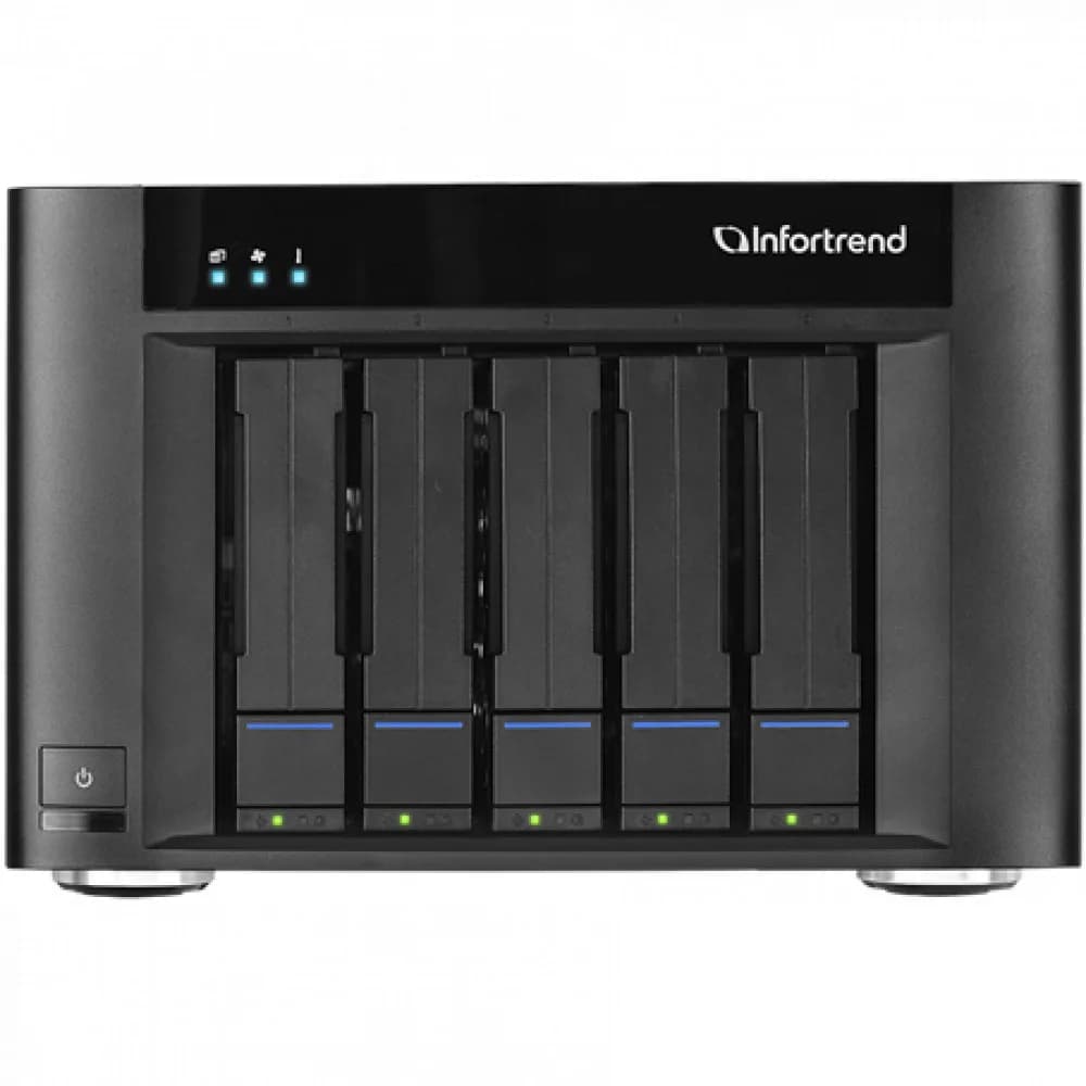 СХД Infortrend EonStor GSe Pro 100 5bay. desktop cloud-integrated unified storage, supports NAS, SAN, object protocol and Cloud gateway, including Intel Atom 2.4GHz 4C CPU, 1x4GB non-ECC, 4x1GbE(RJ4
