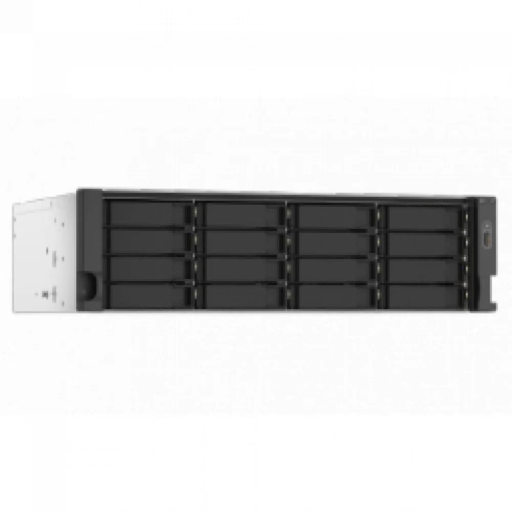 SMB QNAP TS-1673AU-RP-16G NAS 16 HDD trays, 2x 2.5 GbE, rackmount, 2 PSU. 4-core AMD V1500B 2,2 GHz,,RAM 16 GB (1 x 16 GB) up to 32 GB (2 x 16 GB). W/o rail kit RAIL-B02