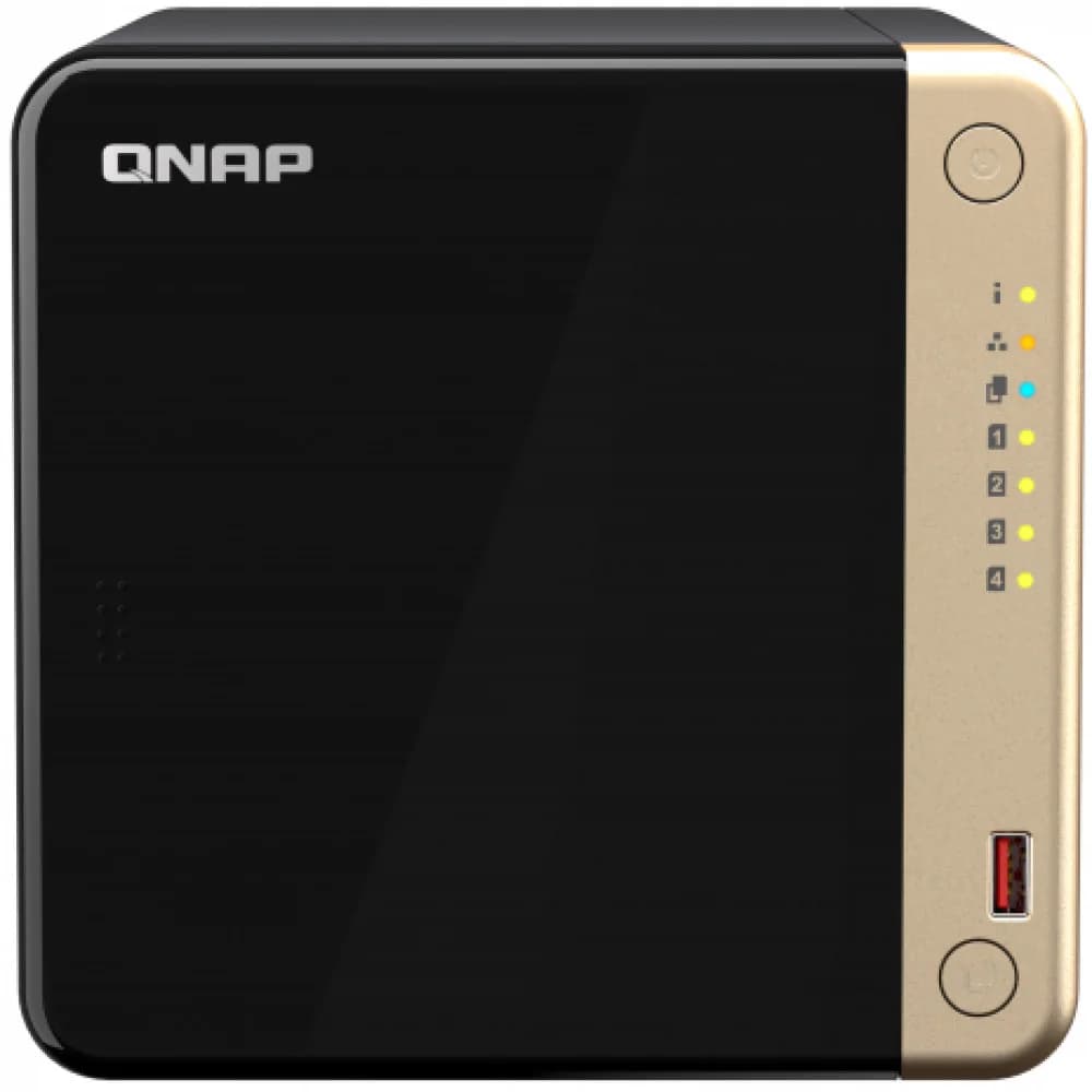 Сетевое оборудование QNAP TS-464-8G EU-RU Сетевой RAID-накопитель, 4 отсека 3,5"/2,5", 2 слота M.2 2280 NVMe, 2 порта 2,5 GbE BASE-T, HDMI-порт. Intel Celeron N5105/N5095 2,0 ГГц (2,9 ГГц), 8 ГБ DDR