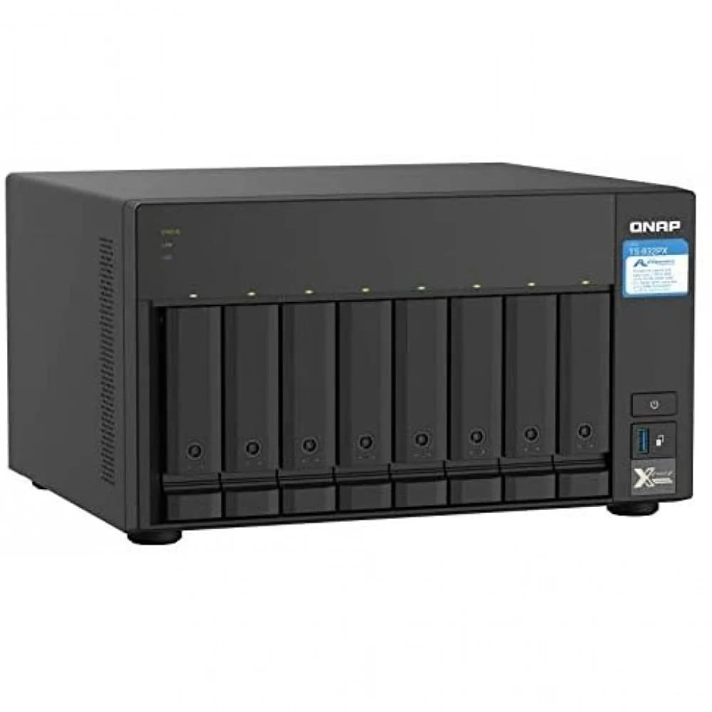 SMB QNAP TS-832PX-4G 8-Bay NAS, AL324 64-bit quad-core 1.7GHz, 4GB DDR4 SODIMM RAM (up to 1x16 GB), 8 x 3.5"/ 2.5" drive slots, 2 x 10GbE SFP+ LAN, 2 x 2.5 GbE LAN, 3 x USB 3.2, PCIe slot Gen.2 x 2,