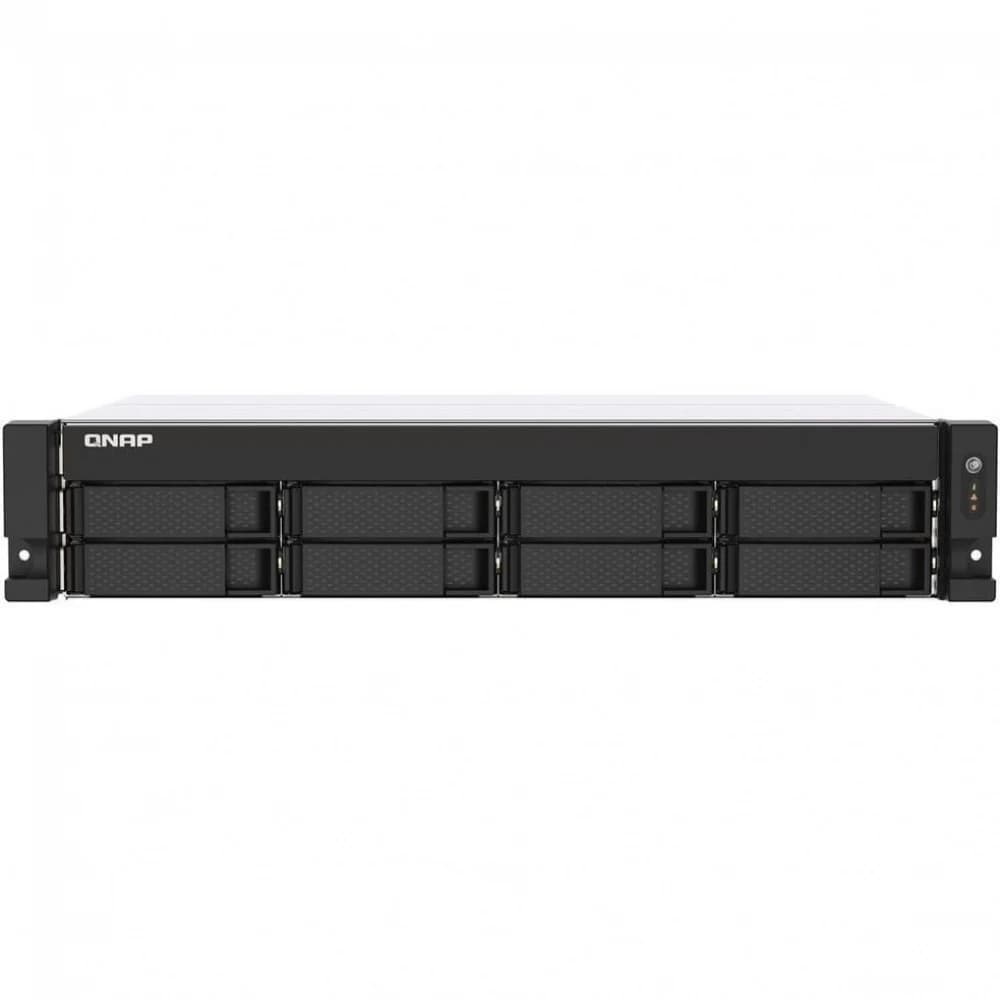 Сетевое хранилище без дисков SMB QNAP TS-873AeU-4G NAS 8x3.5/2.5 SATA/SSD trays, 2 x M2 PCIe, 2x 2.5 GbE, 2U rackmount, 1 PSU. AMD Ryzen V1500B 4-core/8-thread 2.2 GHz processor, 4 GB DDR4 RAM (1*4
