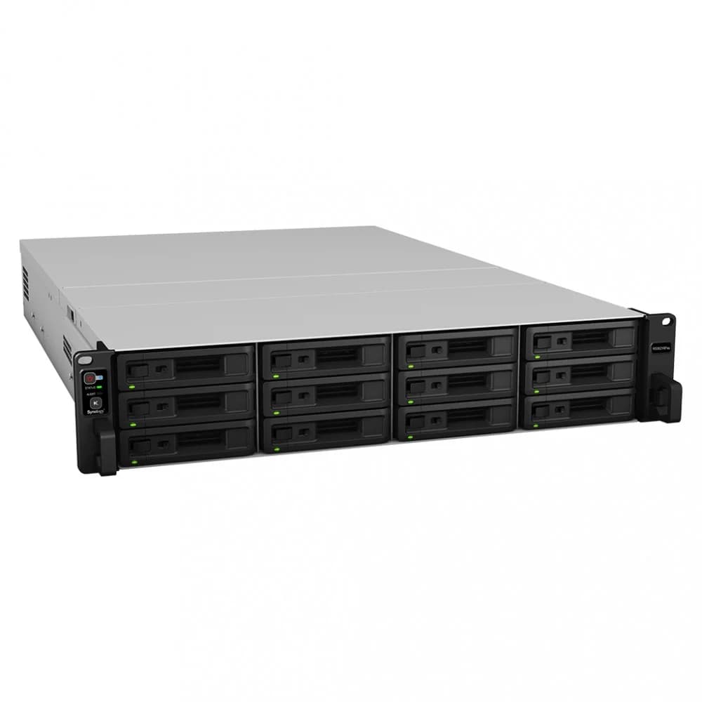 Synology (Rack2U) 6C2,2Ghz/8Gb(64)/RAID0,1,10,5,6/up to12HP HDDs SATA(3,5'or2,5')up to 36 with 2xRX1217(RP)/2xUSB/4xGE/2xPCIe/iSCSI/2xIPcam(up to 75)/2xRPS/no rail/5YW repl RS3617RPxs