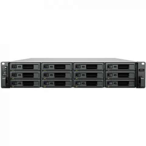 Системы хранения данных Synology 2U/12bay 12C 2,1GhzCPU/16Gb(128)/RAID0,1,10,5,6/upto 96HDD (7xRX1222sas)/2xUSB/4GbE+2x10GE(RJ-45)/2Expslot/iSCSI/2xIPcam(up to128)/2xPSU/no rail/1YW