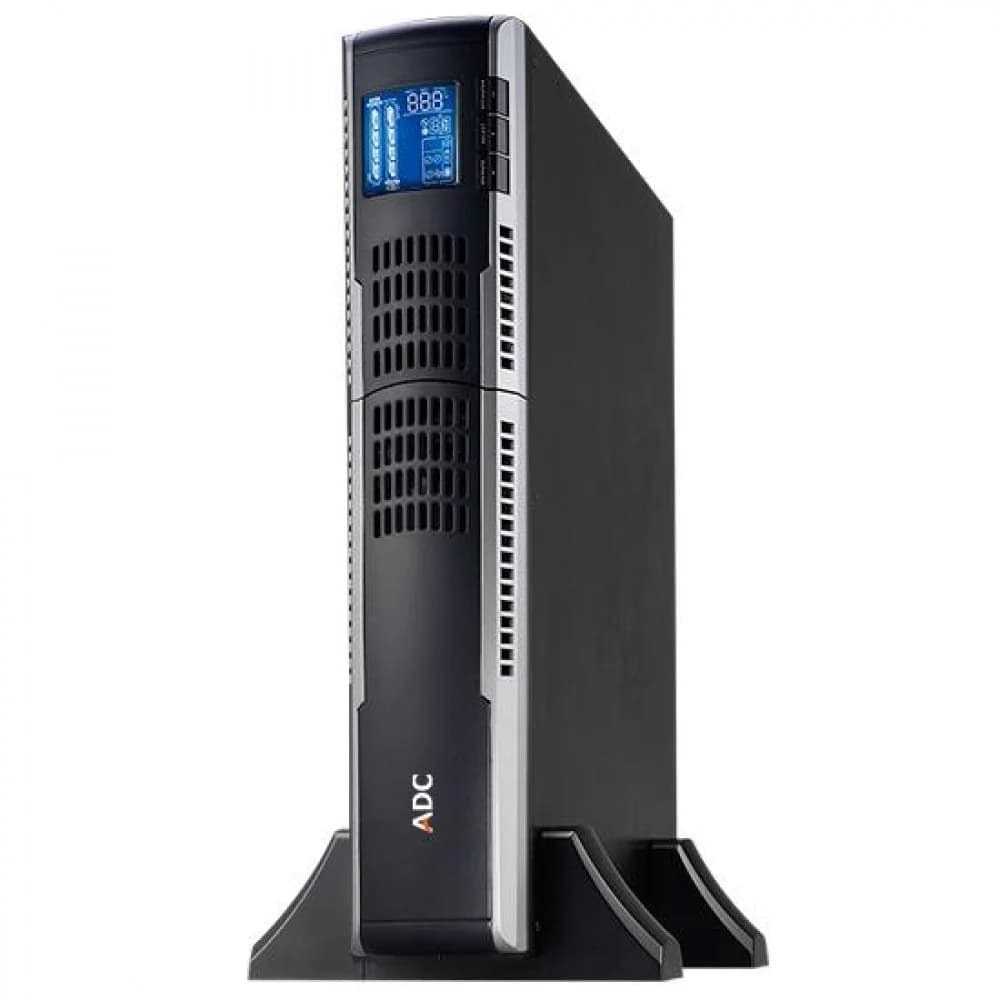 ИБП ADC SPARK 2000 RT 2kW, Коэффициент мощности 0.9, вход/выход 120 В или 220 В, R/T с CSB, Батареи - 12 В/9 Ач*4 шт., розетка IEC, ЖК-дисплей, USB и RS232, слот SNMP, шнур питания со входом. Время