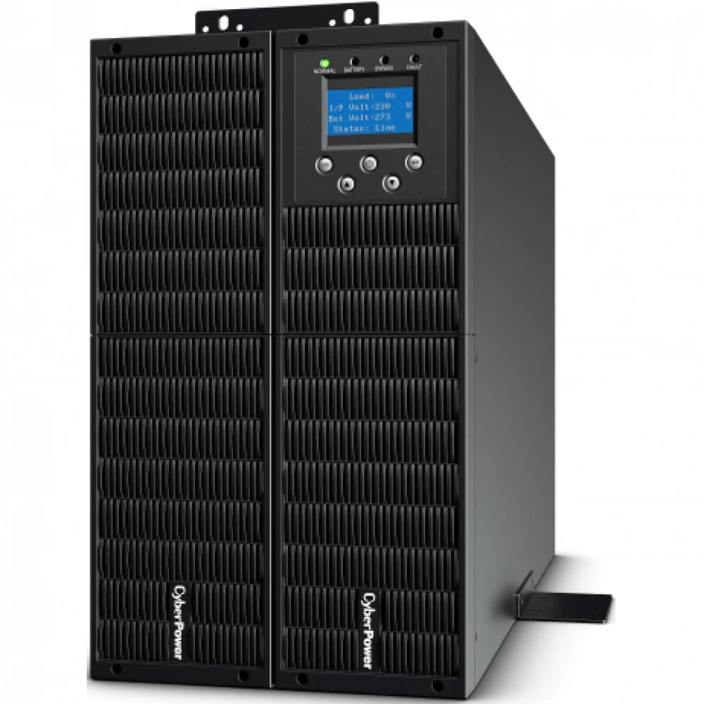 Источник бесперебойного питания, CyberPower, OLS10000ERT6U, Мощность 10000ВА/9000Вт, OLS-серия, On-Line, Стоечный 6U, ЖК/Smart/USB/RS-232, Диапазон работы AVR:110-276В, Вых: Клеммный блок , Чёрный