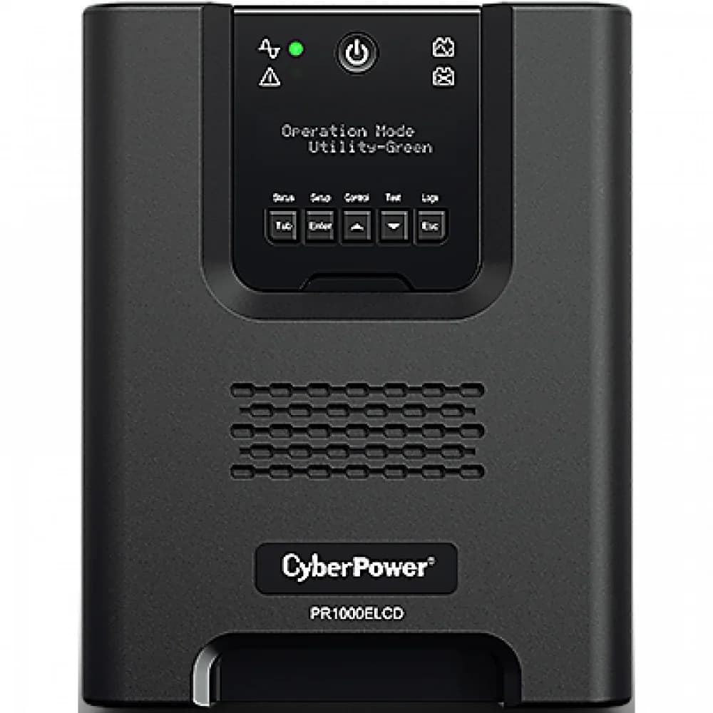 Источник бесперебойного питания, CyberPower, PR1000ELCD, Мощность 1000ВА/900Вт, PR-серия, Линейно-интерактивный, Напольный, ЖК/Smart/USB, Диапазон работы AVR: 150-301В, Бат.1 шт., Вых: 8xIEC C13, Чё
