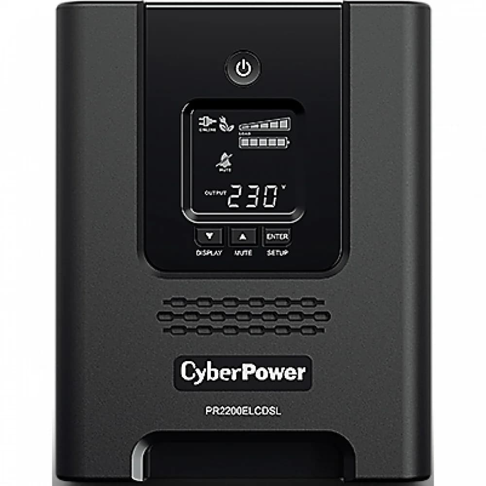Line-Interactive ИБП, CyberPower PR2200ELCDSL, выходная мощность 2200VA/1980W, Чистая синусоида, LCD, AVR, EPO, USB, RS-232, Smart Slot, 8 выходных разъемов типа IEC C13 + 1 разъем типа IEC 320 C19,