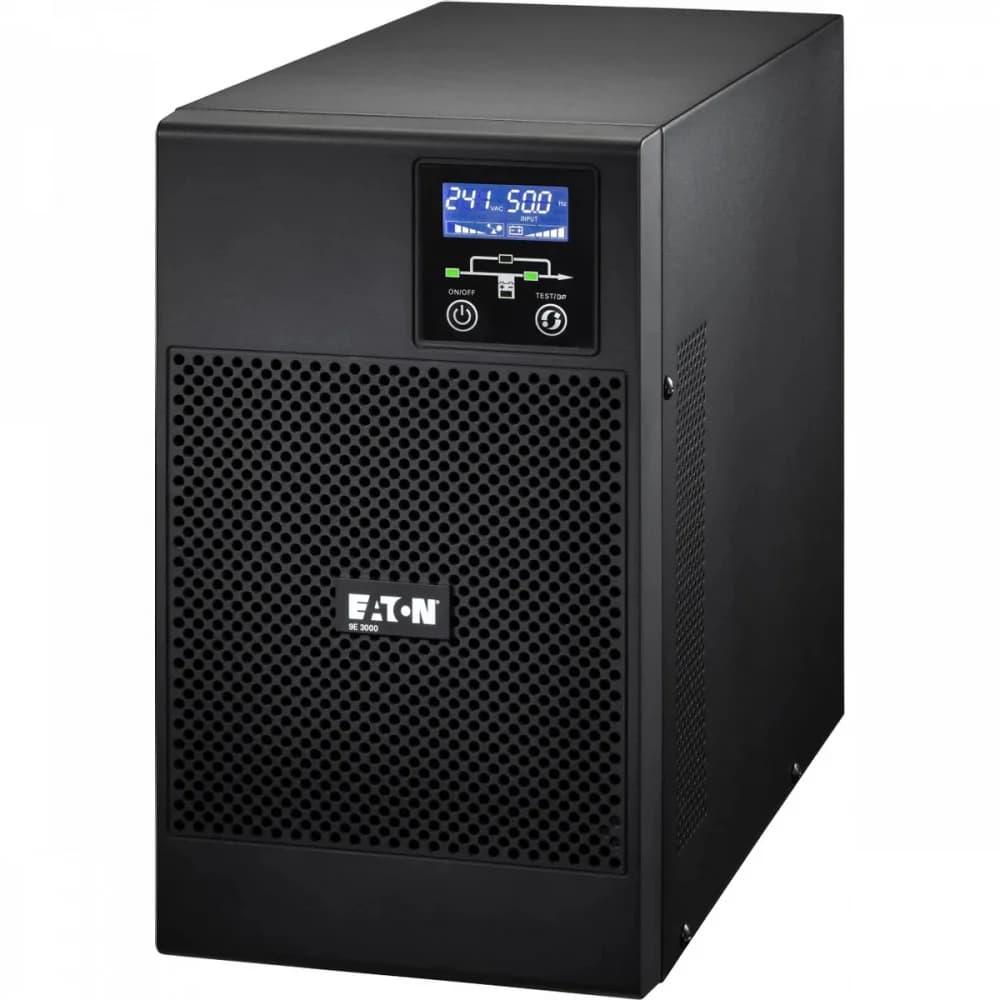 Источник бесперебойного питания, Eaton, 9E3000I, Онлайн, Напольный, Мощность 3000ВА/2400Вт, Диапазон работы AVR: 176-300В (с возможностью регулировки до 100-300В), Бат.: 12В/9 Ач*6шт., Чистая синусо