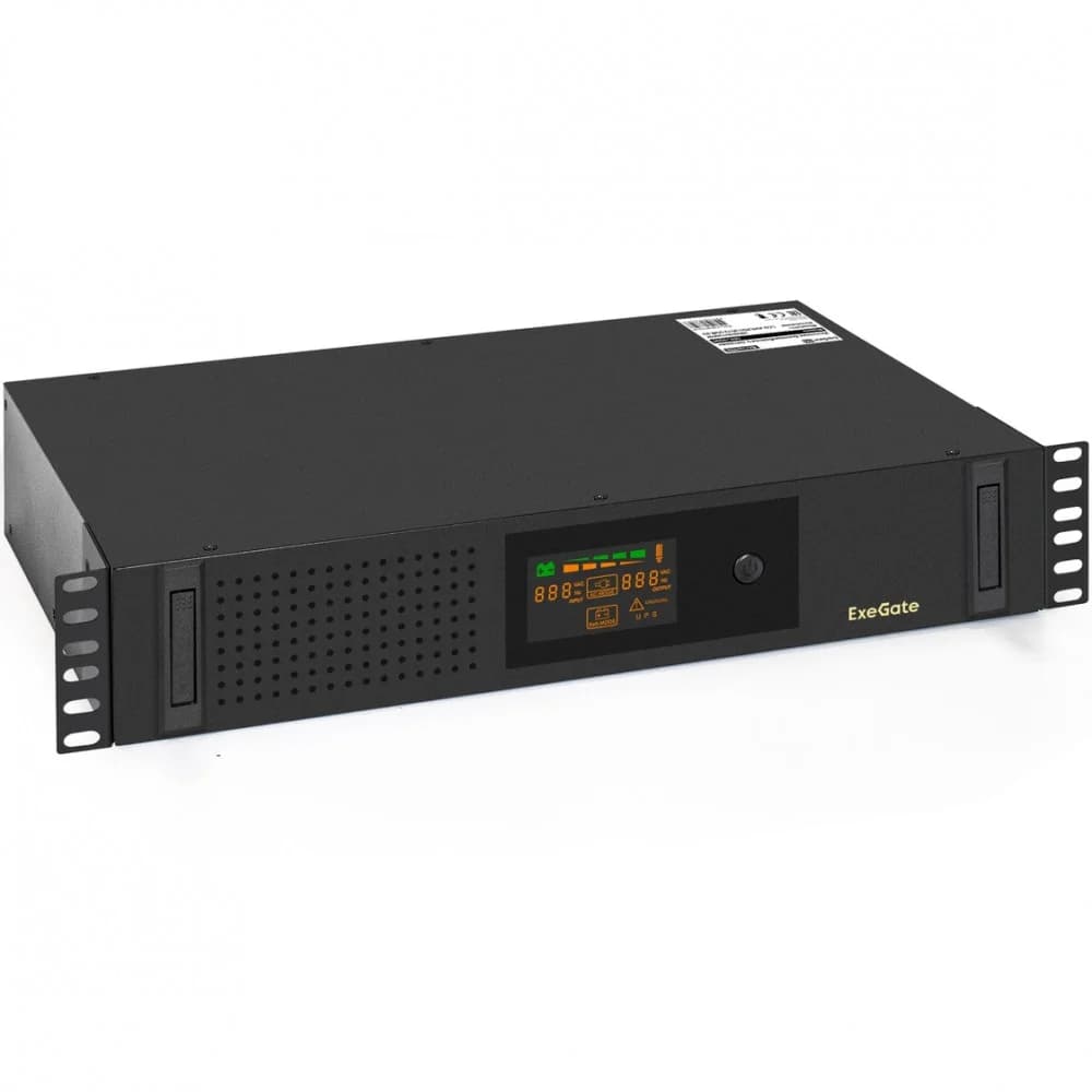 Exegate EX293851RUS ИБП ExeGate ServerRM UNL-2000.LCD.AVR.2SH.3C13.USB.2U 2000VA/1200W, Color LCD, AVR, 2*Schuko+3*C13, USB, 2U, установка в стойку, Black