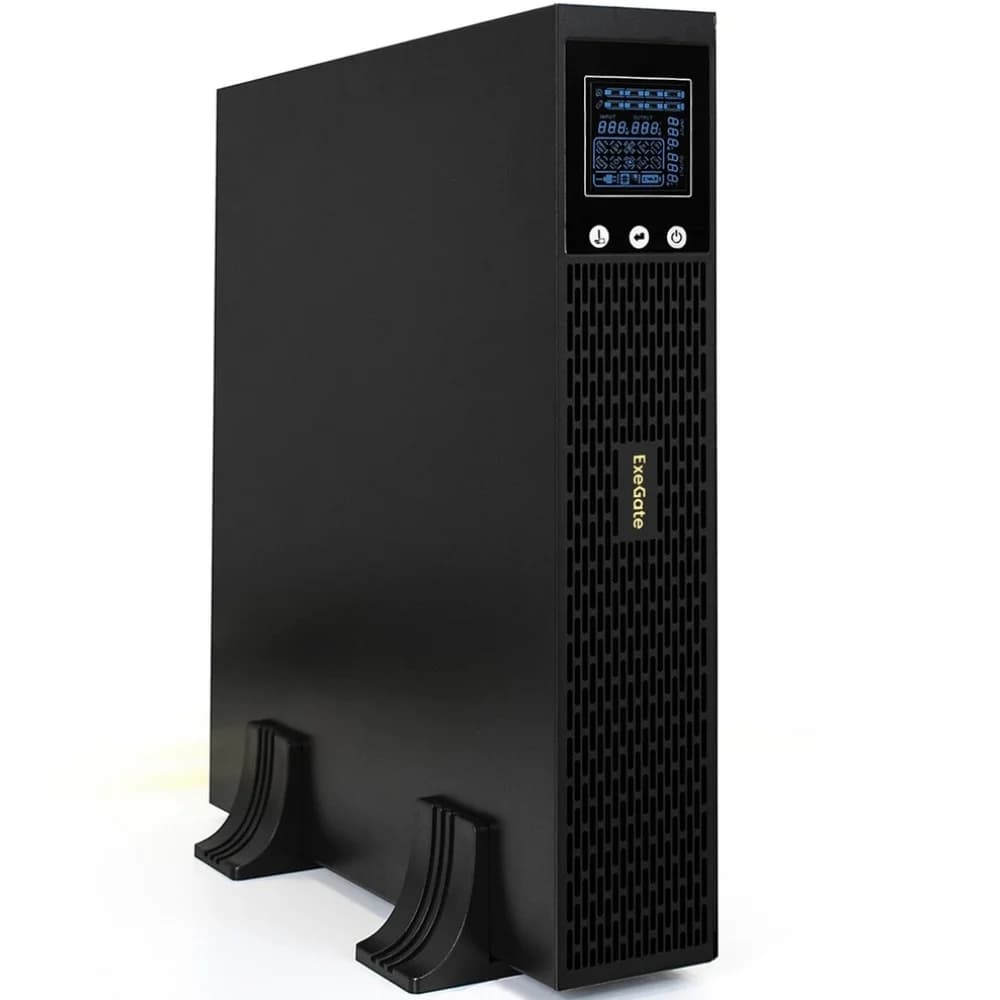 ИБП Pure Sine Wave ExeGate SinePower UHB-3000.LCD.AVR.1SH.4C13.RJ.USB.2U 3000VA/2400W, LCD, AVR, 1*Schuko+4*C13, RJ45/11, USB, Rackmount 2U/Tower, металлический корпус, Black