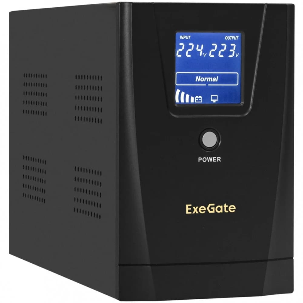 Exegate EX292633RUS ИБП ExeGate SpecialPro Smart LLB-2200.LCD.AVR.1SH.2C13.RJ.USB 2200VA/1300W,LCD,AVR,1*Schuko+2*C13,RJ45/11,USB, металлический корпус, Black