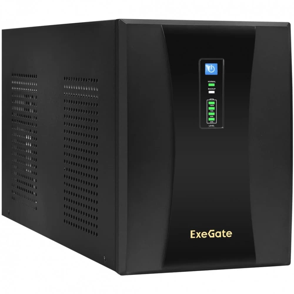 Exegate EX292614RUS ИБП ExeGate SpecialPro UNB-3000.LED.AVR.3SH.2C13.RJ.USB 3000VA/1800W,LED, AVR,3*Schuko+2*C13,RJ45/11,USB, металлический корпус, Black
