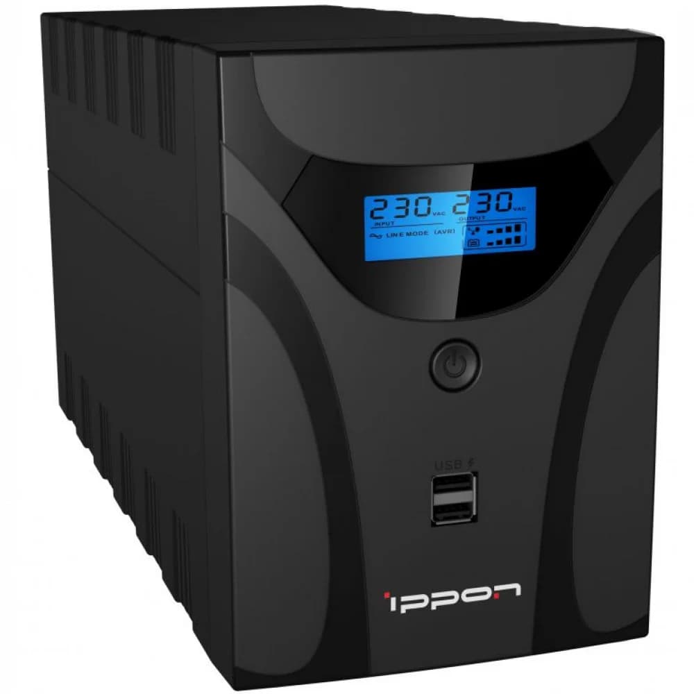 ИБП Ippon Smart Power Pro II Euro 1200 black (линейно-интерактивный, 1200VA, 720W, 4xEURO, RJ-45, USB-B, 2xUSB-A, 5V, 1.8A) (1029740)