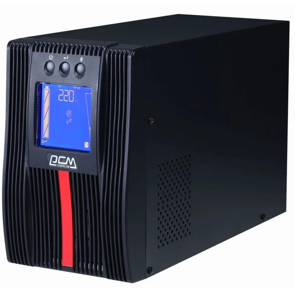 Источник бесперебойного питания Powercom Источник бесперебойного питания Powercom MACAN, On-Line, 1000VA / 1000W, Tower, IEC, LCD, Serial+USB, SmartSlot, подкл. доп. батарей