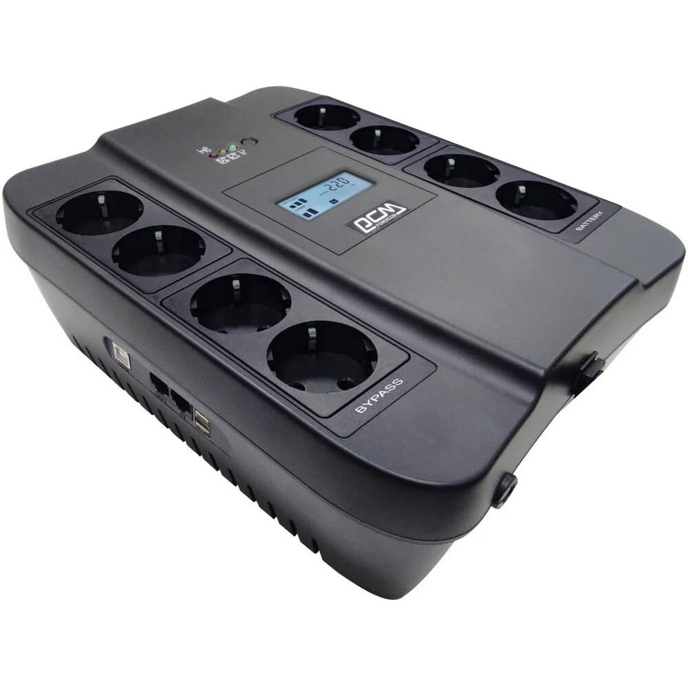 Powercom Back-UPS SPIDER, Line-Interactive, LCD, AVR, 750VA/450W, Schuko, USB, black (1456261)