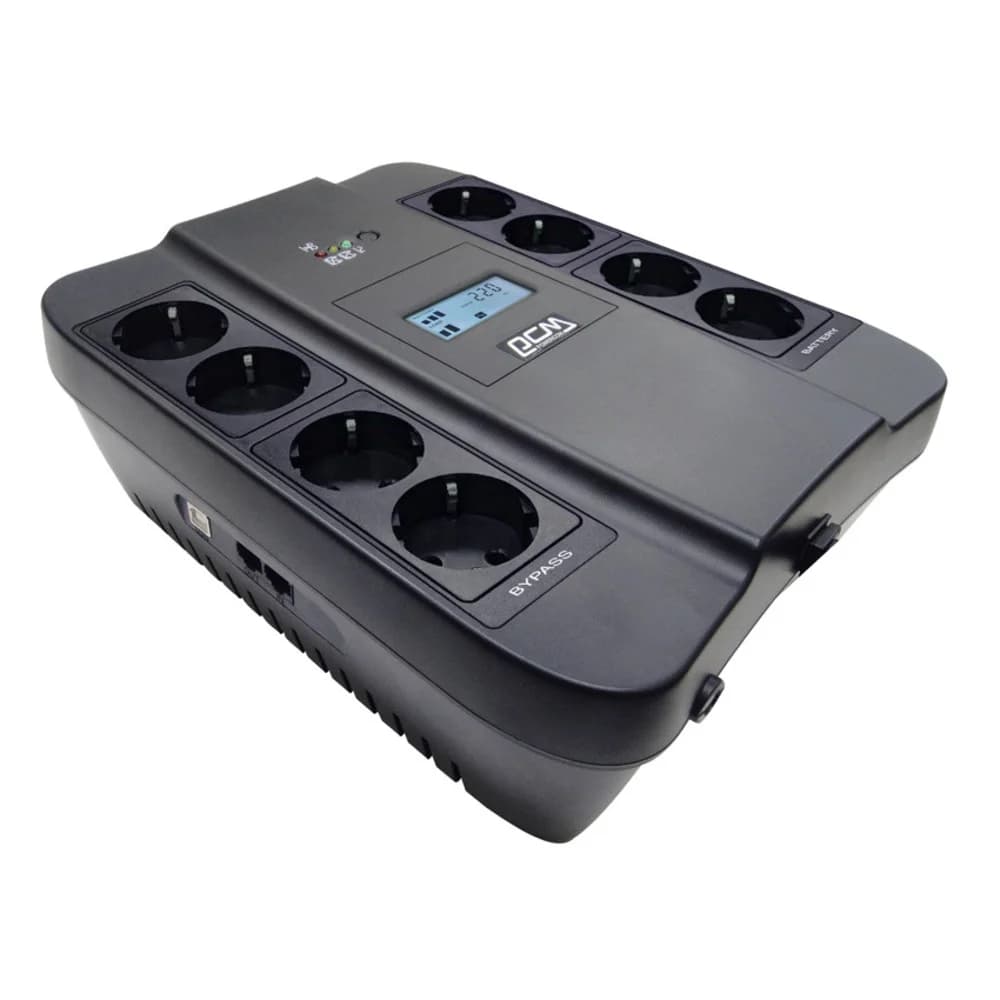 UPS SPD-900U LCD, line-interactive, digital display, 900 VA, 540 W, 4 Euro sockets with backup power supply, 4 Euro sockets with filtering, USB protection RJ45/RJ11, lead acid battery 12V 9 Ah, WxDx