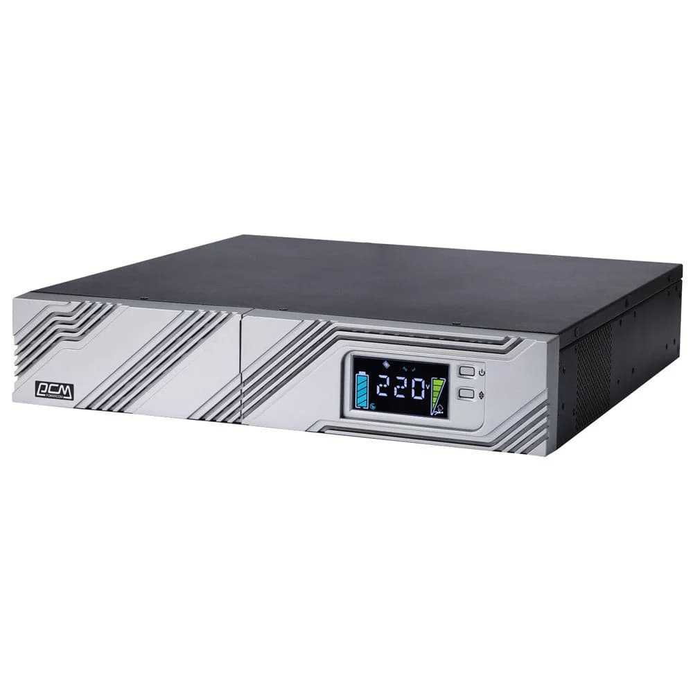 UPS POWERCOM SRT-2000A, line-interactive, 2000VA, 1800W, LCD, Rack / Tower, 8 IEC320 C13 sockets and 1 C19 sockets with redundant power supply, USB, RS-232, SNMP card slot, EPO, RJ45 protection, WxD