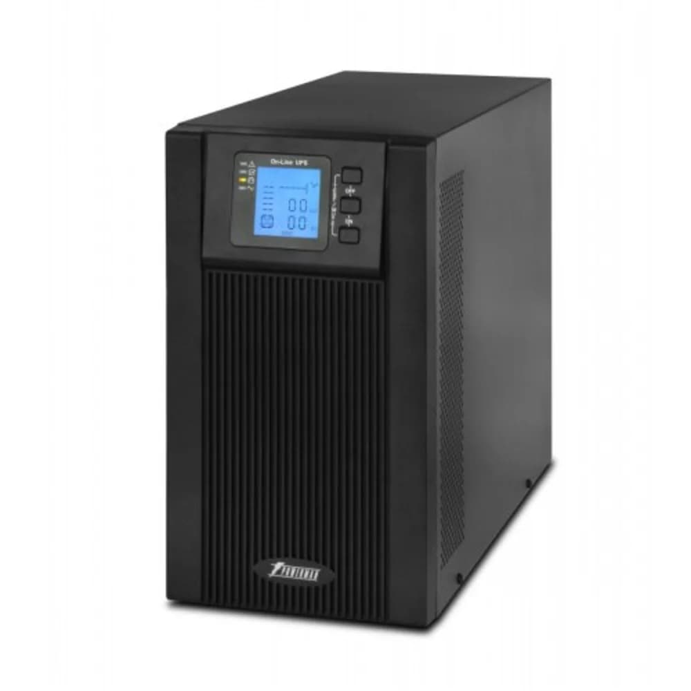 UPS POWERMAN Online 2000, LCD, dual conversion, 2000VA, 1800W, 2 eurosockets with backup power, USB, RS232, SNMP slot, RJ11 / RJ45 protection, external battery pack (not included), 215 х 315 х 475 m