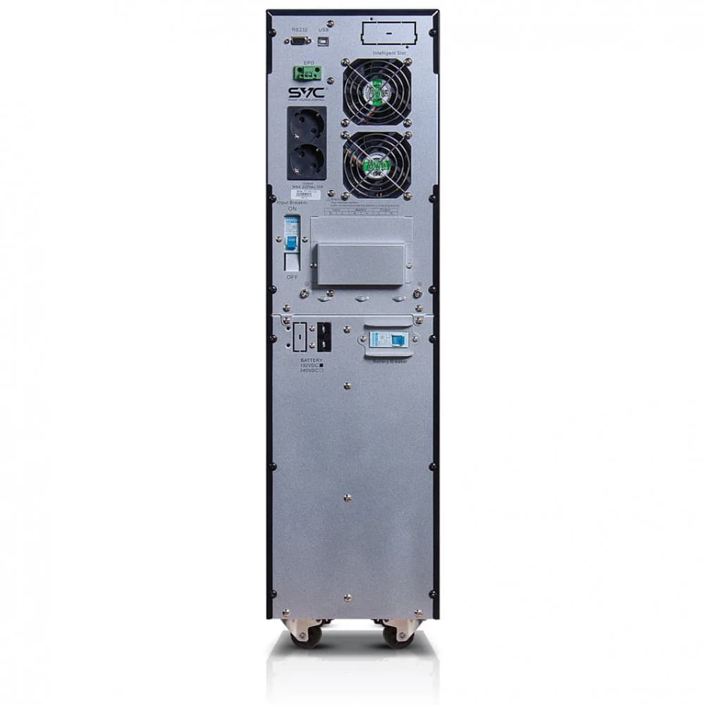 Источник бесперебойного питания, SVC, PT-6K-LCD, Мощность 6000ВА/6000Вт, PT-серия, On-Line, LCD\USB\RS-232, SMART, Диапазон работы AVR: 110-300В, Бат.: 12В/7Ач*16шт., 2 вых. Shuko CEE7+клеммная коло