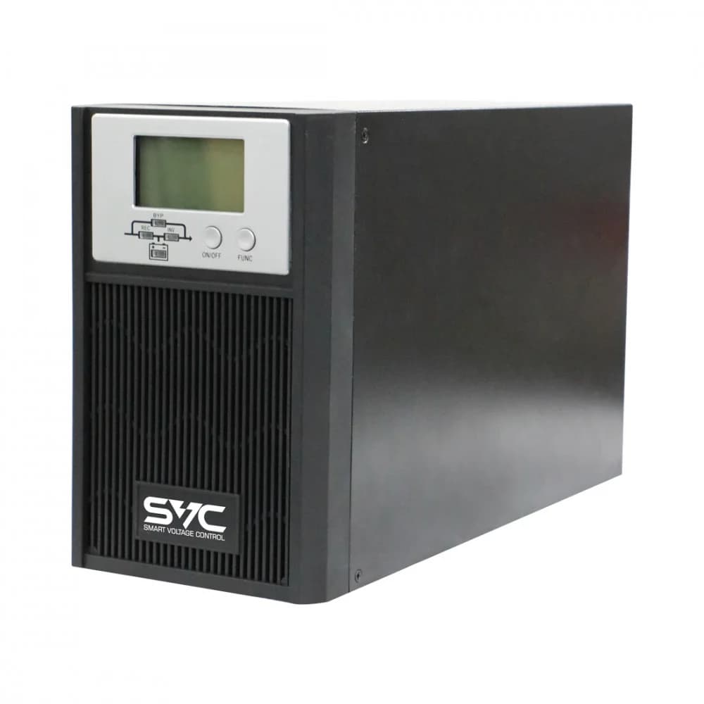 Источник бесперебойного питания, SVC, PTS-1KLN-LCD, Мощность 1000ВА/1000Вт, PTS-серия, On-Line, LCD\Интелектуальный слот\RS-232, USB порт, Диапазон работы AVR: 110-300В, Бат.: 12В/7Ah*3шт., Вентилят